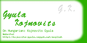 gyula kojnovits business card